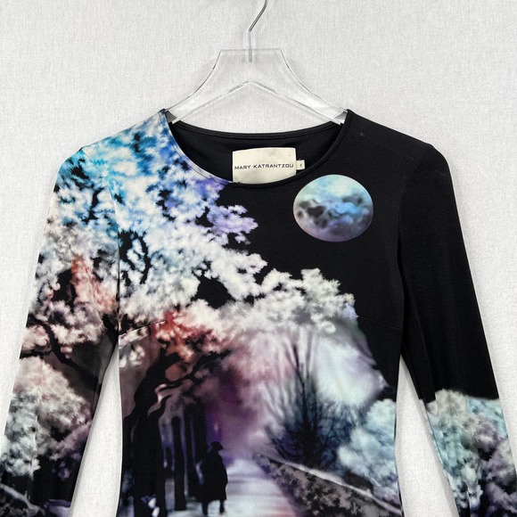 MARY KATRANTZOU Dress Womes Small Black Long Sleeve Misty Maria Night time - Picture 4 of 16